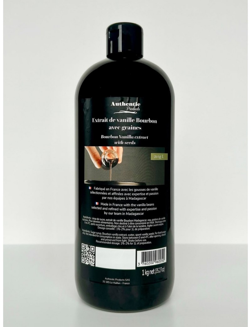 Extrait de vanille 200g/L avec graines - support sucre AUTHENTIC PRODUCTS