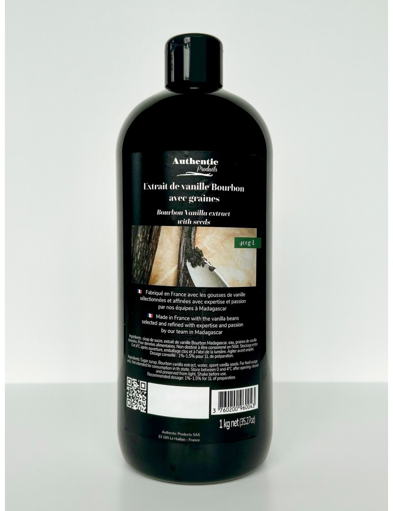 Extrait de vanille 400g/L avec graines - support sucre AUTHENTIC PRODUCTS
