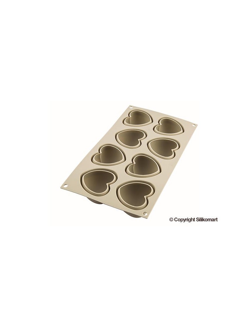 Cuoricino - moule silicone pour 8 créations dim.6,3x6,5x3,8 cm Silikomart Cuoricino - moule silicone pour 8 créations dim.6,3x6,5x3,8 cm Silikomart