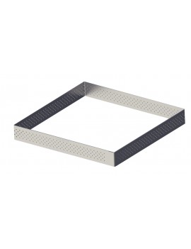 Cercle à tarte perforé VALRHONA à bord droit en inox - Carré de Buyer