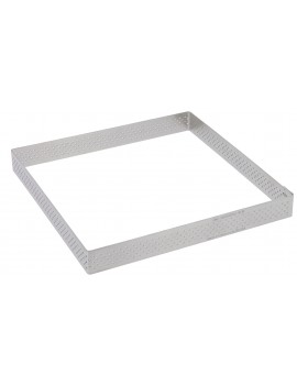 Cercle à tarte perforé VALRHONA à bord droit en inox - Carré de Buyer