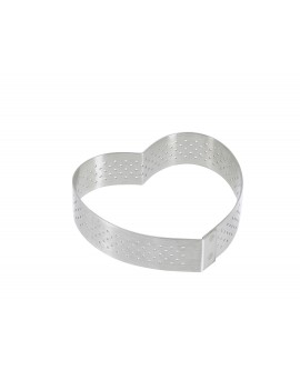 Cercle à tarte perforé Valrhona à bord droit inox H 2 cm - coeur De Buyer