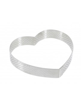 Cercle à tarte perforé Valrhona à bord droit inox H 2 cm - coeur De Buyer