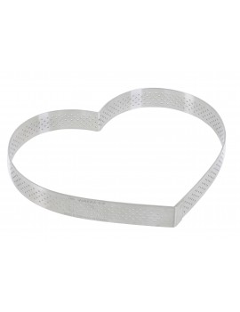 Cercle à tarte perforé Valrhona à bord droit inox H 2 cm - coeur De Buyer
