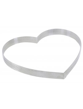 Cercle à tarte perforé Valrhona à bord droit inox H 2 cm - coeur De Buyer