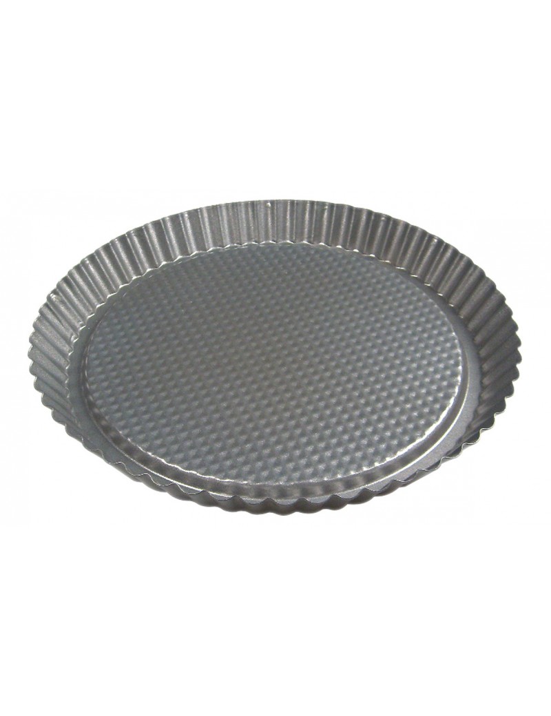 Moule à tarte cannelé rond fond fixe - bord droit - Revêtement PTFE garanti  sans PFOA - Diamètre cm 20 cm - Pâtisserie - Parlapapa
